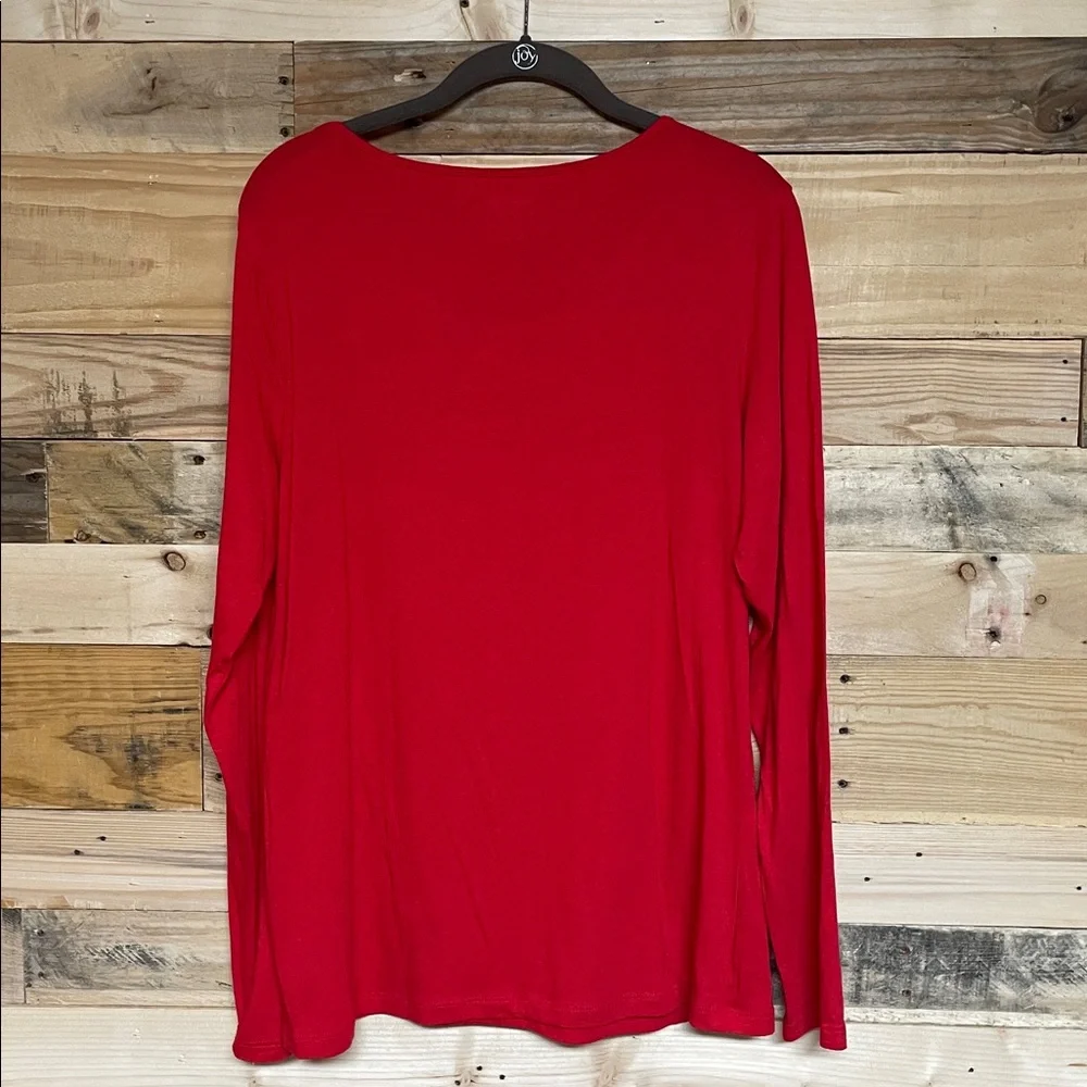 Apt. 9 size XL Bright Red Long-Sleeve Soft Lightweight Stretchy Scoop Neck Top